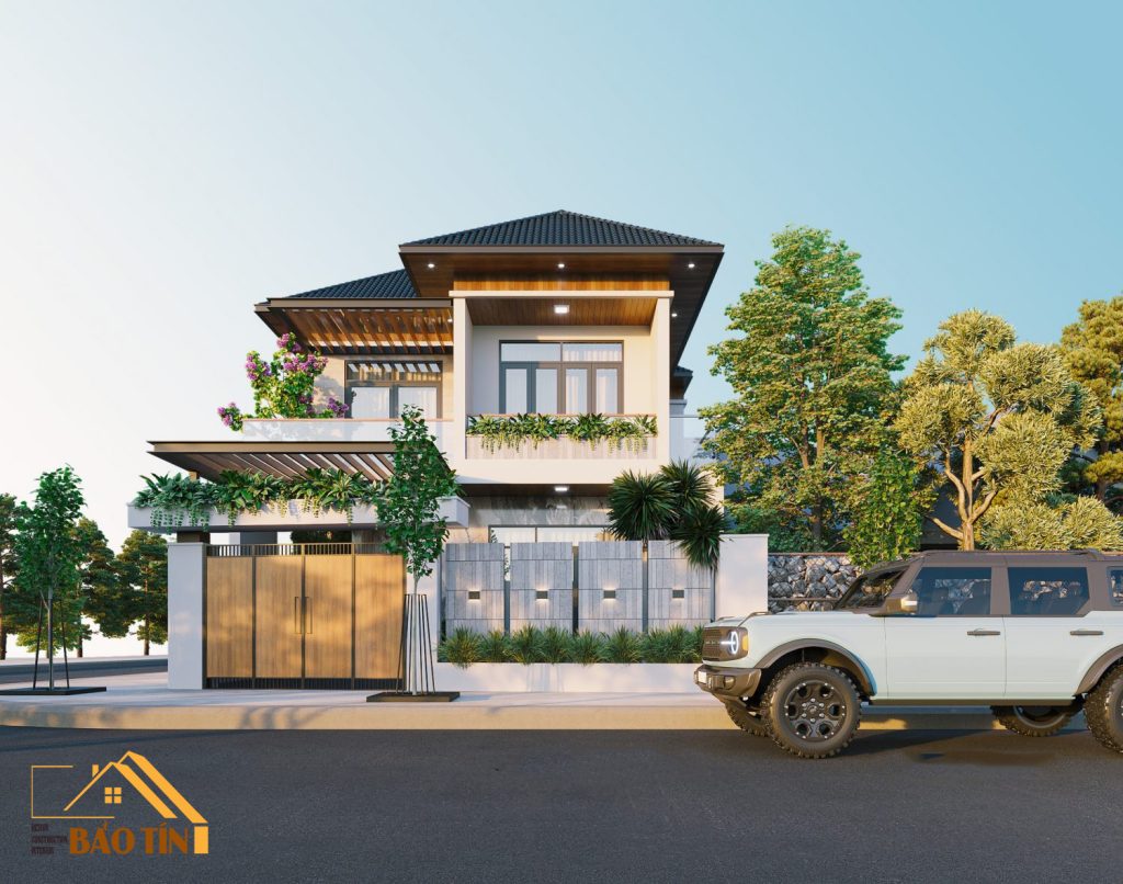 Mẫu nhà đẹp 2 tầng hiện đại mái Nhật