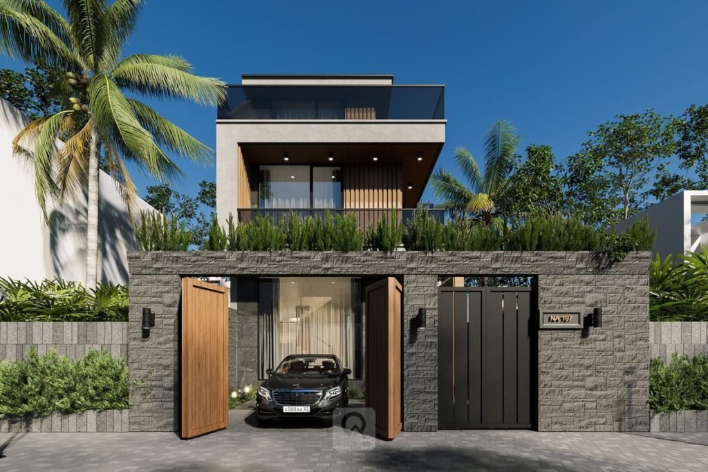 Mẫu nhà đẹp 2 tầng có gara ôtô